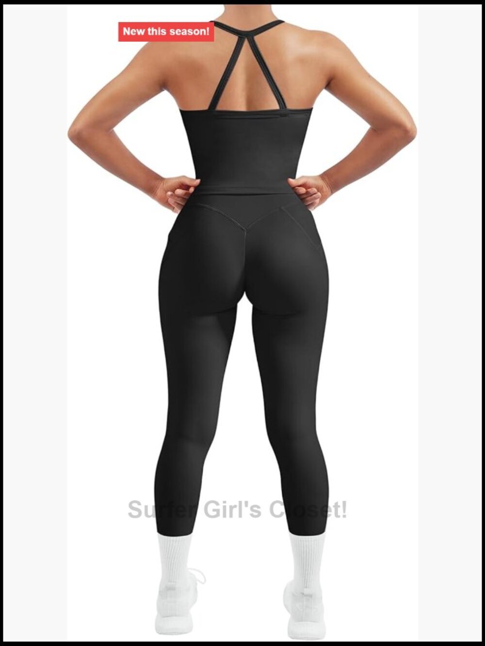 2 Piece Workout Sets Compression Tummy Control Leggings with Pockets Halter